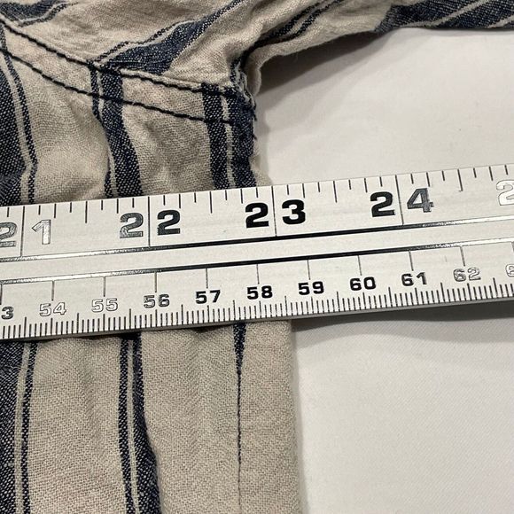 Free People Summer Breeze Stripe Popover Shirt S Small Linen Blend Long Sleeve - Picture 10 of 12